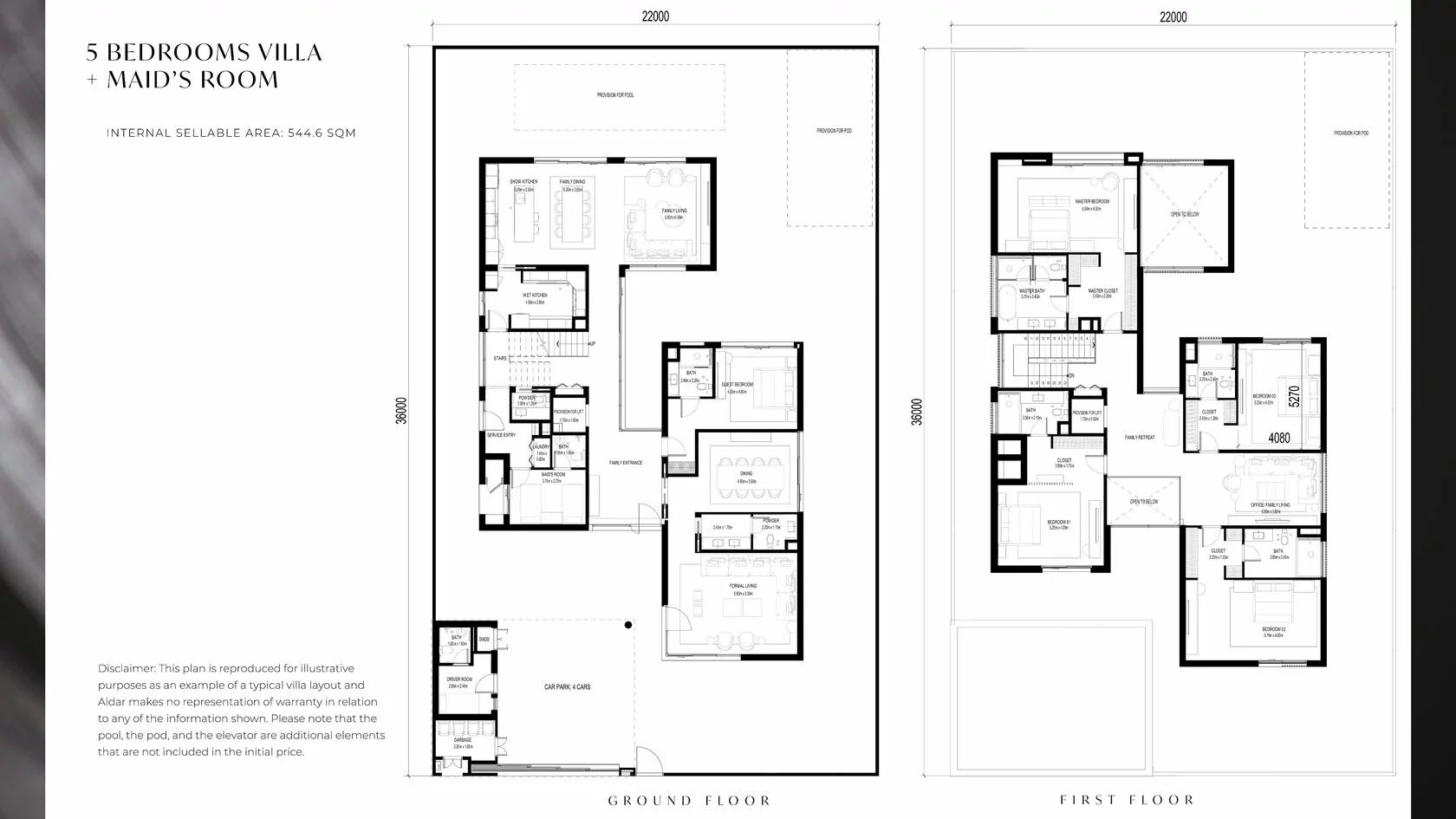 Floorplan 5 Bedroom Villa - Saadiyat Lagoons